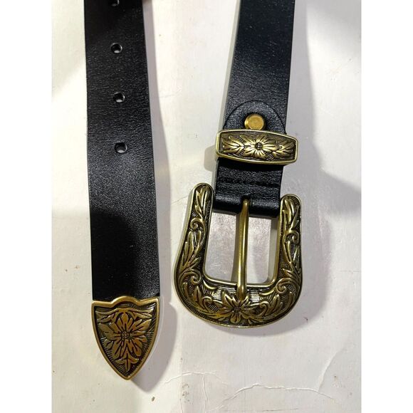 Medieval leather LARP renaissance western belt brass buckle equestrian women M main image 4